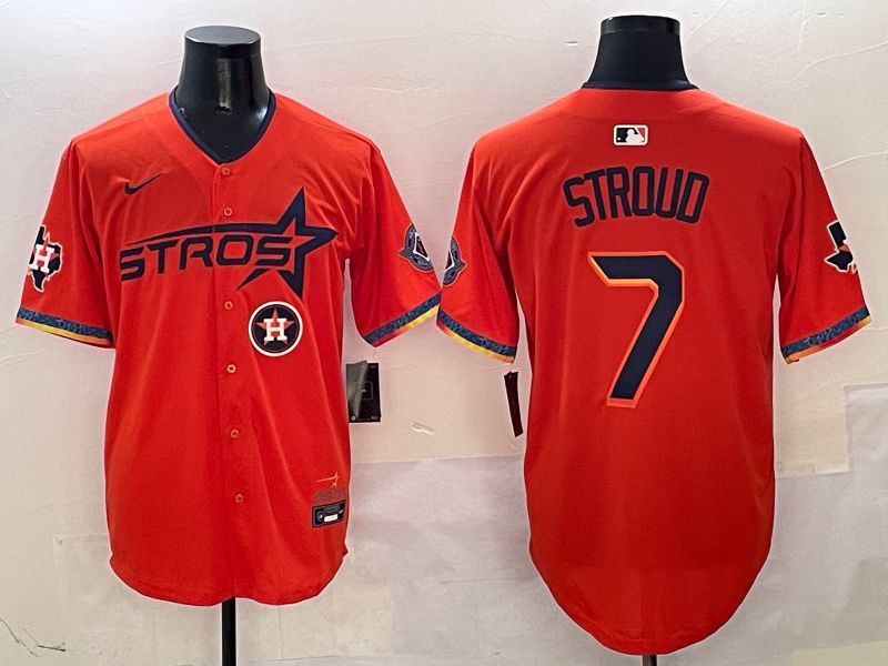Men Houston Astros #7 Stroud Orange Fourth generation Joint Name Nike 2025 MLB Jersey style 7